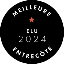 badge meilleure entrecote - <strong>L'entreboeuf</strong> <br>Paris 11ème